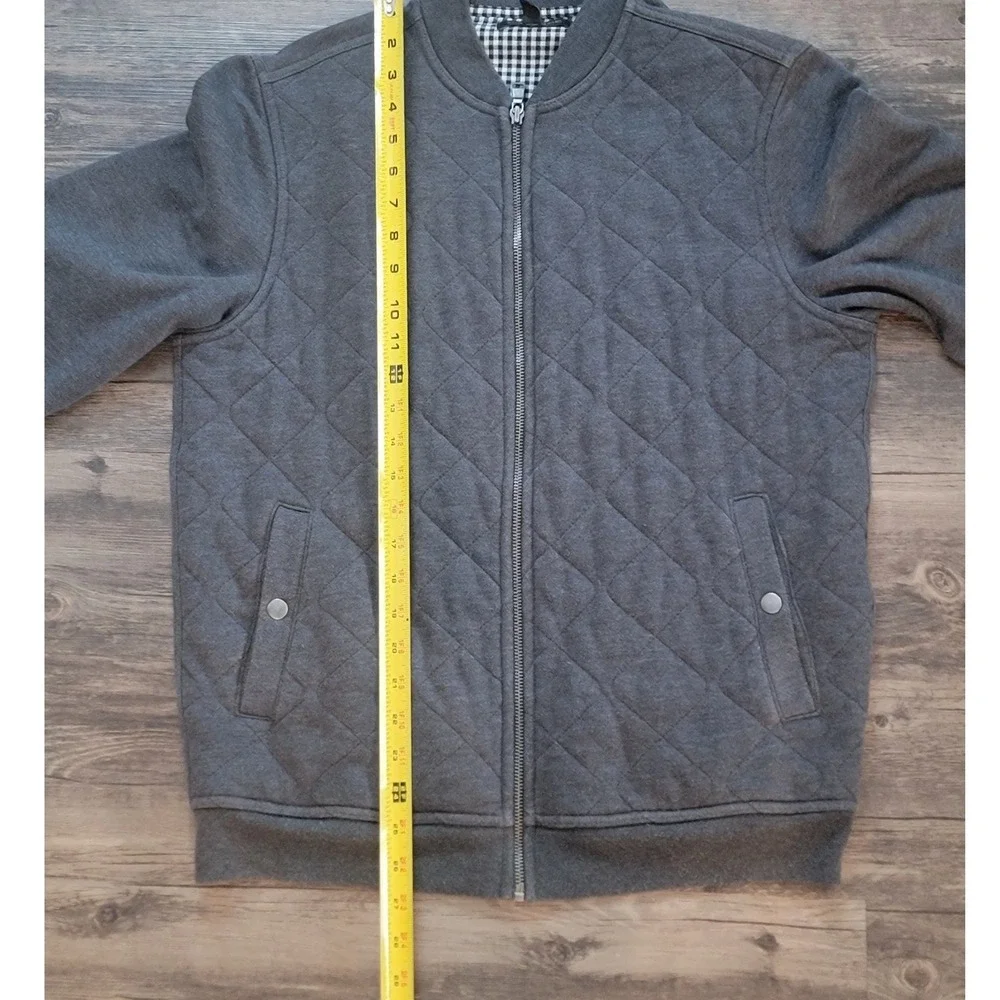 Banana Republic Mens Gray Quilted Full Zip Bomber Jacket Size M Charcoal‎